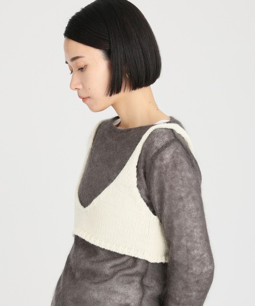 「PROTAGONISTA」 キャミソールニット フリー チャコール レディース_画像3