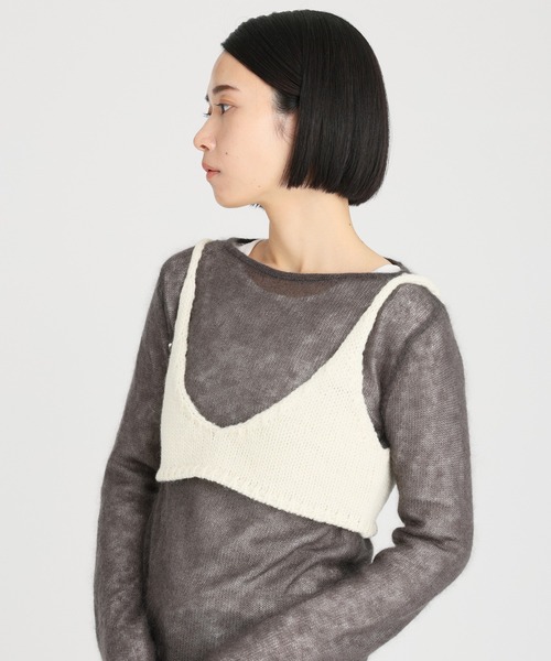 「PROTAGONISTA」 キャミソールニット フリー チャコール レディース_画像4