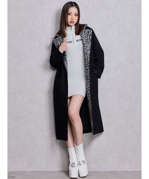 GYDA（ジェイダ） ワンピース BICOLOR WIDE LINEハーフZIPニット