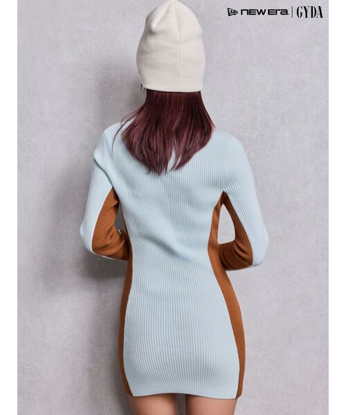 GYDA（ジェイダ） ワンピース BICOLOR WIDE LINEハーフZIPニット