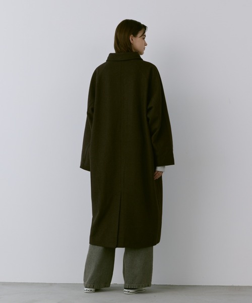 「flaner」 ステンカラーコート LARGE ダークブラウン レディース_画像4