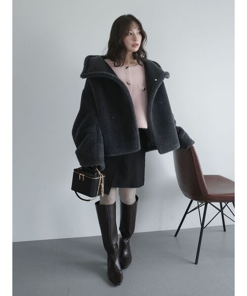 LAGUNAMOON ムートンコート ボアコート フェイクムートンスタンド