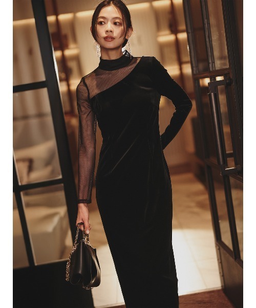 anuans（アニュアンス） ワンピース シアーコンビタイトワンピース