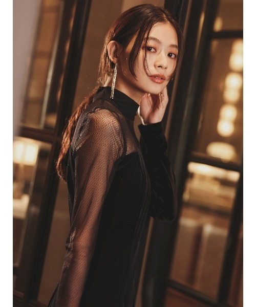 anuans（アニュアンス） ワンピース シアーコンビタイトワンピース