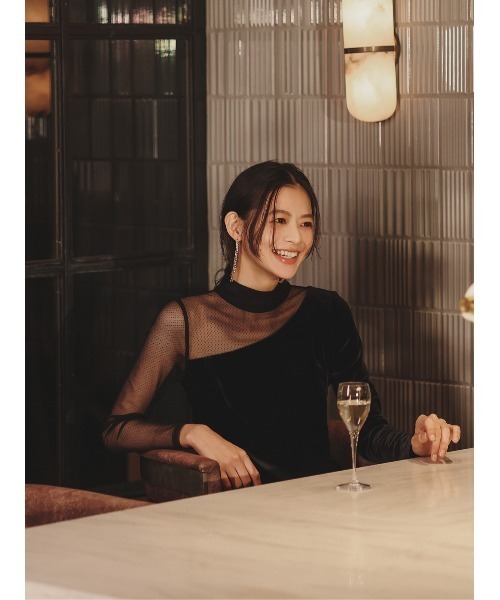 anuans（アニュアンス） ワンピース シアーコンビタイトワンピース