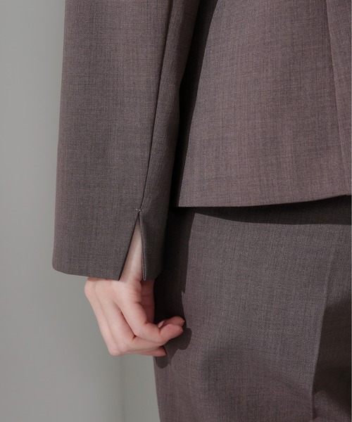 「NATURAL BEAUTY BASIC」 ノーカラージャケット SMALL チャコールグレー レディース_画像4