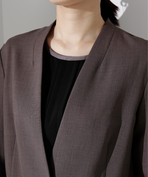 「NATURAL BEAUTY BASIC」 ノーカラージャケット SMALL チャコールグレー レディース_画像6