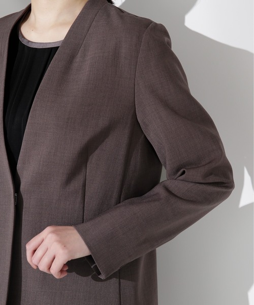 「NATURAL BEAUTY BASIC」 ノーカラージャケット SMALL チャコールグレー レディース_画像7