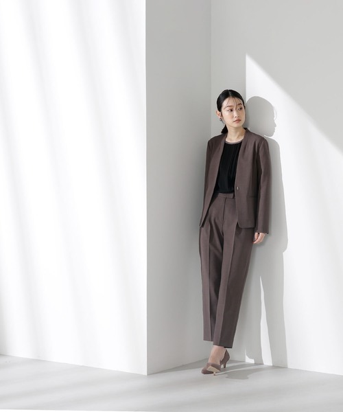 「NATURAL BEAUTY BASIC」 ノーカラージャケット SMALL チャコールグレー レディース_画像9
