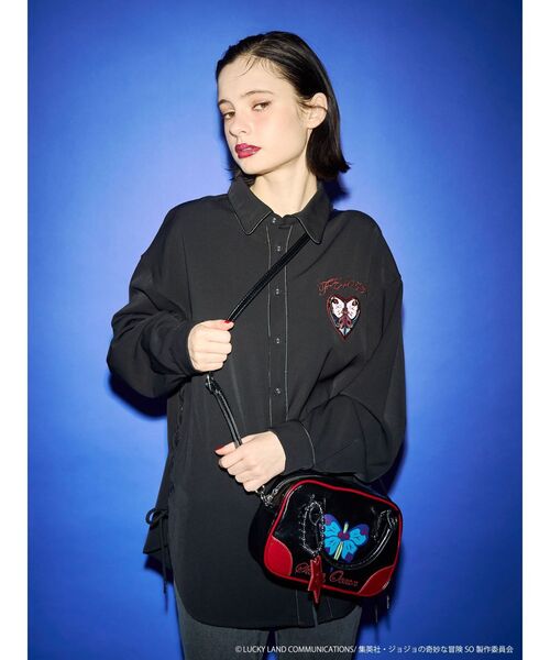 jouetie ジョジョ ストーンオーシャン シャツ M 黒 空条徐倫 長袖 jouetie シャツ バックレースアップシャツ ジョジョの奇妙な冒険 6部