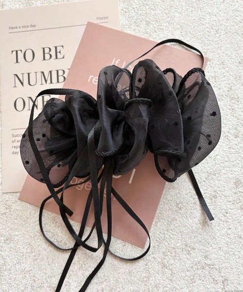 Sweet POPハートドットリボンクリップ TONE SELECT GOODS ヘアクリップ pur chouchou/シアー ドット柄 リボン