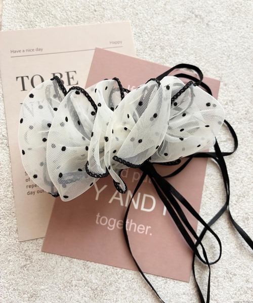 TONE SELECT GOODS ヘアクリップ pur chouchou/シアー ドット柄 リボン