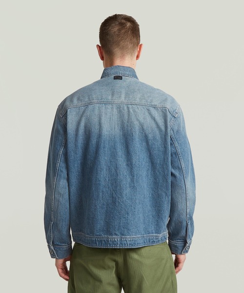 デニムジャケット gジャン Zip Coach Jacket/ヴィンテージライクウォッシュド加工デニムジップアップコーチジャケット/デニムブルゾンの画像