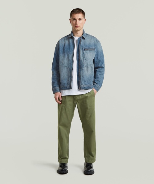 デニムジャケット gジャン Zip Coach Jacket/ヴィンテージライクウォッシュド加工デニムジップアップコーチジャケット/デニムブルゾンの画像