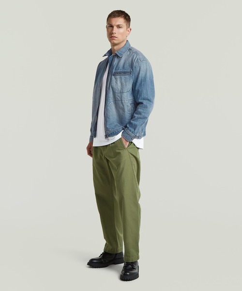 デニムジャケット gジャン Zip Coach Jacket/ヴィンテージライクウォッシュド加工デニムジップアップコーチジャケット/デニムブルゾンの画像