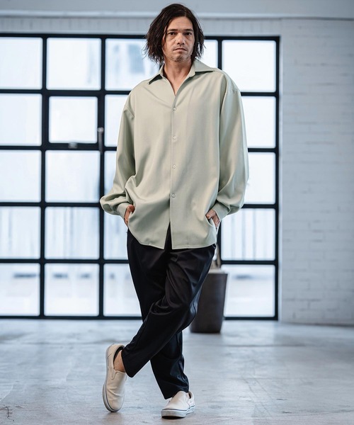 BANGALTER 長袖シャツ Lサイズ　26ss CAMBIO（カンビオ） シャツ ms6380-Long Length Shirts ロングシャツ