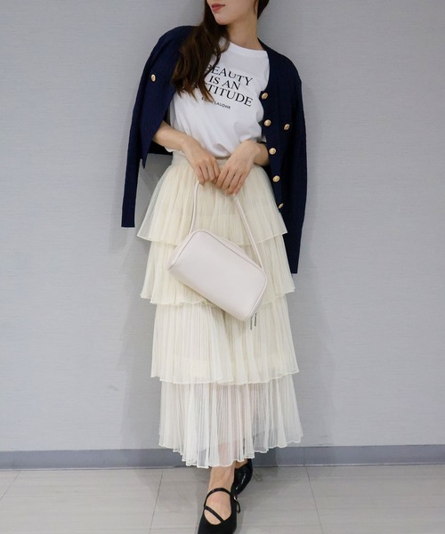 【Maison Nua】チュールティアードロングスカート（アイボリー）新品未使用 SpRay（スプレイ） ロング スカート チュールティアードロングスカート