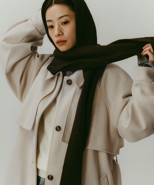 「andme」 「alma design」ステンカラーコート M アイボリー レディース