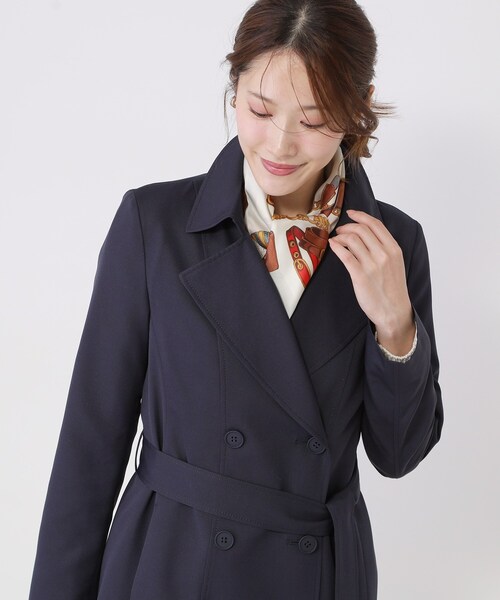 【新品同様】【25AW】クードシャンス トレンチコート サイズ34ネイビー撥水 COUP DE CHANCE（クードシャンス） トレンチコート コート 入学式 卒業