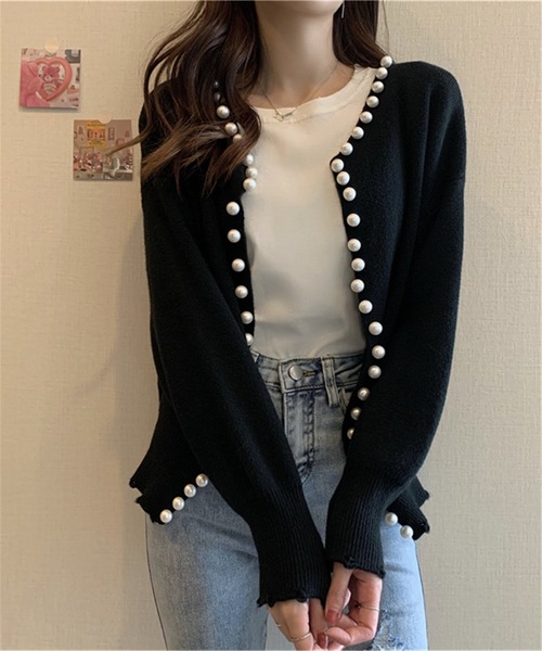 「MAISON DE THERESE」 ニットカーディガン FREE ブラック レディース_画像9