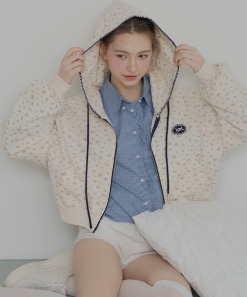 jumelle（ジュメロ） パーカー 花柄ステッチフーディー レディース