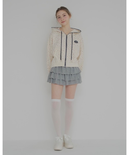 JUMELLE（ジュメロ） パーカー 花柄ステッチフーディー レディース