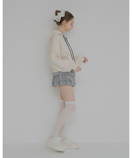 JUMELLE（ジュメロ） パーカー 花柄ステッチフーディー レディース