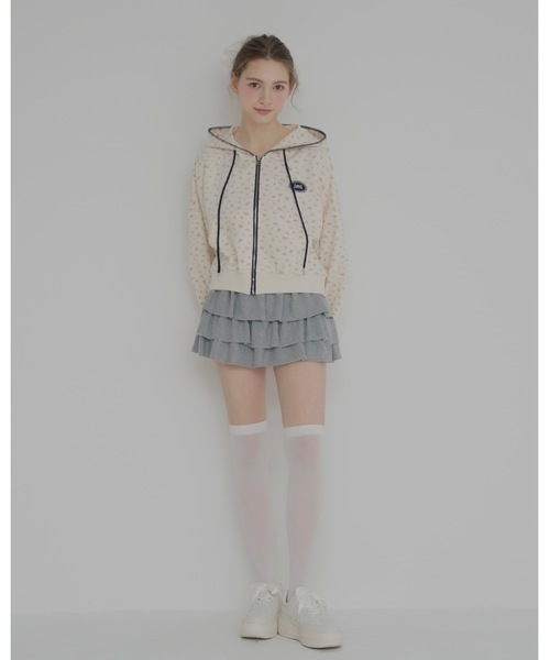 jumelle（ジュメロ） パーカー 花柄ステッチフーディー レディース