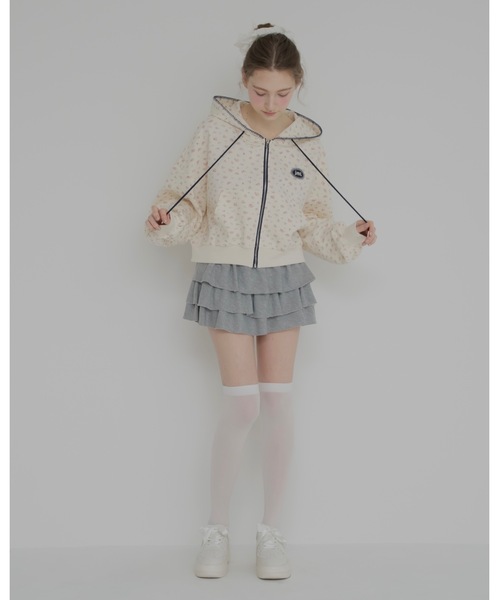 JUMELLE（ジュメロ） パーカー 花柄ステッチフーディー レディース