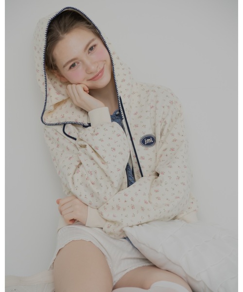JUMELLE(ジュメロ) パーカー 花柄ステッチフーディー レディース JUMELLE(ジュメロ) パーカー 花柄ステッチフーディー レディース