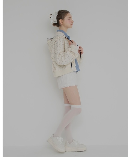 jumelle（ジュメロ） パーカー 花柄ステッチフーディー レディース