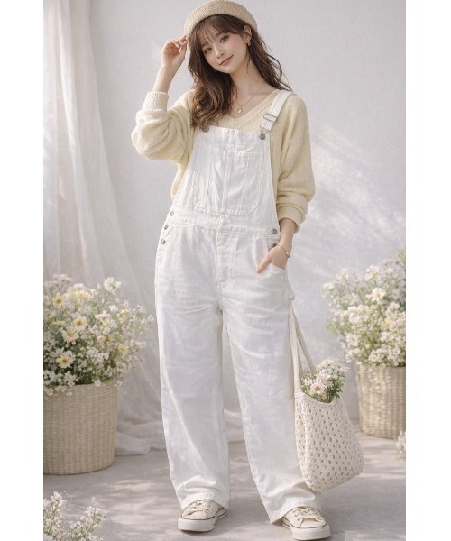 Sakka サロペット オーバーオール ホワイトオーバーオール レディース