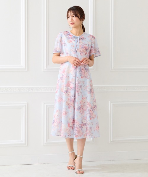 Rose Tiara（ローズティアラ） ワンピース 半袖 シアーチェックレース