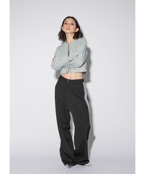 「Adoon plain」 パンツ MEDIUM チャコールグレー レディース_画像4