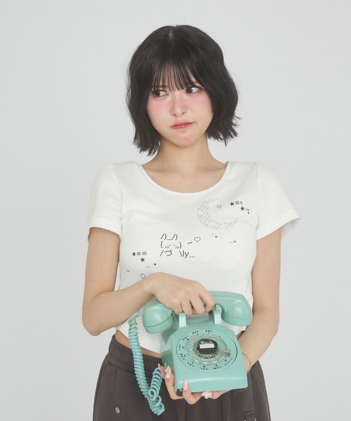 rumnel： tシャツ 半袖 ラインストーンアート半袖チビTシャツ