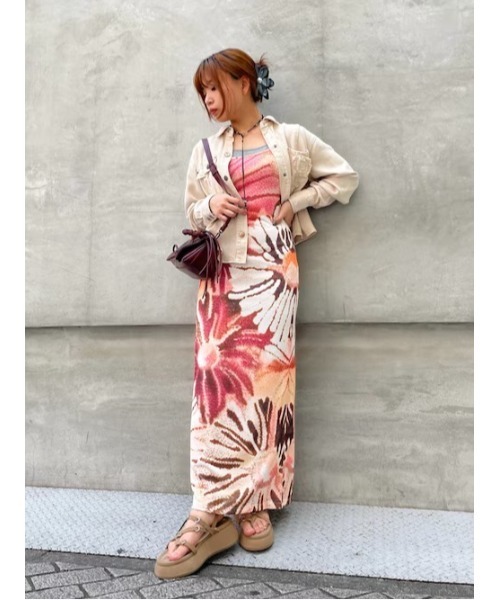 Desigual（デシグアル） ワンピース 夏 フラワー×リブキャミドレス重ね