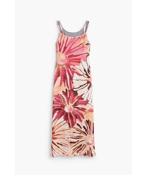 Desigual（デシグアル） ワンピース 夏 フラワー×リブキャミドレス重ね