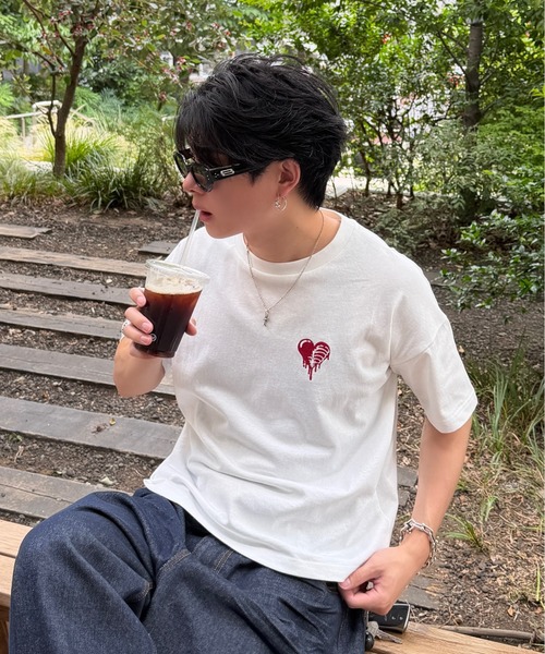 ADAMASTE tシャツ Skeleton Heart Logo T-shirt - スケルトンハート