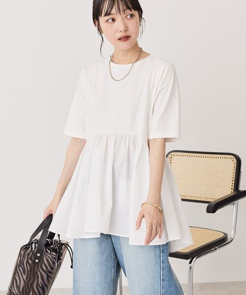 AMERICAN HOLIC（アメリカンホリック） tシャツ 半袖 布帛切替ペプラム