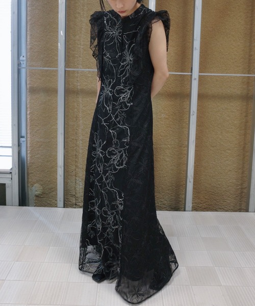Ameri（アメリ） パーティードレス ドレス GLITTER LACE DRAPE FRILL