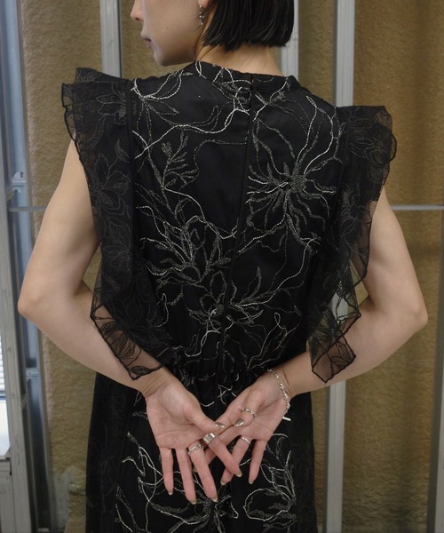 Ameri（アメリ） パーティードレス ドレス GLITTER LACE DRAPE FRILL