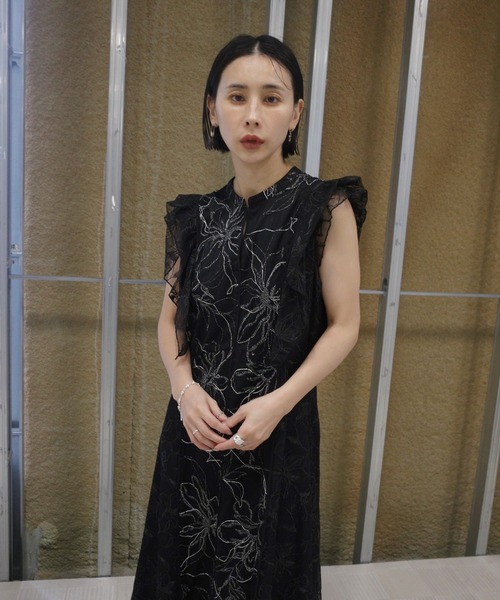 Ameri（アメリ） パーティードレス ドレス GLITTER LACE DRAPE FRILL