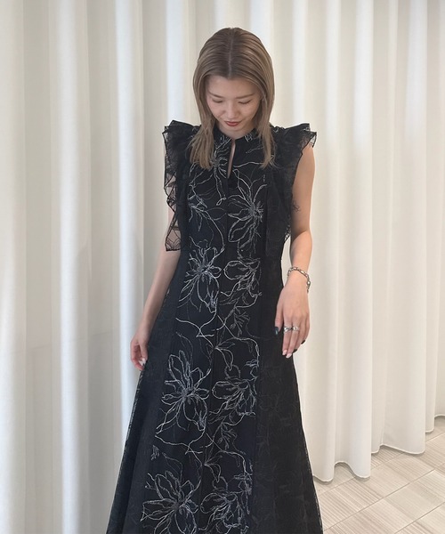 Ameri（アメリ） パーティードレス ドレス GLITTER LACE DRAPE FRILL