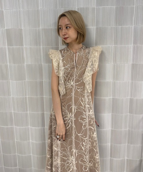 Ameri（アメリ） パーティードレス ドレス GLITTER LACE DRAPE FRILL