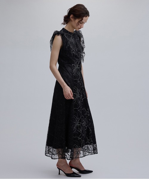 Ameri（アメリ） パーティードレス ドレス GLITTER LACE DRAPE FRILL