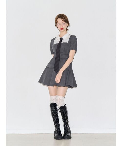 jouetie（ジュエティ） ワンピース 半袖 スクエアネックドッキングミニ