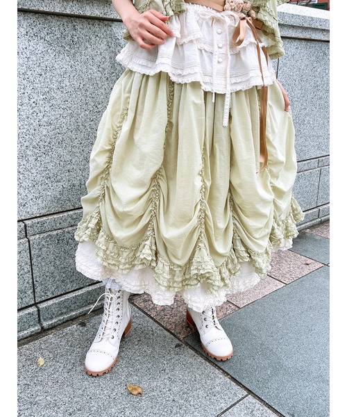 ベ*リ様 ピンクハウス♪フリルスカート　ベージュ系 PINK HOUSE（ピンクハウス） スカート 配色フリル使いスカート