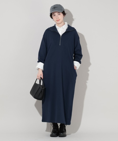 「GEORGE'S」 長袖ワンピース FREE ネイビー レディース_画像9
