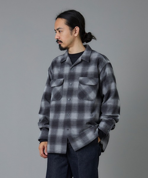 FRONT 11201 シャツ Open Collar Shirt/ Classic Ombre Check Rayon