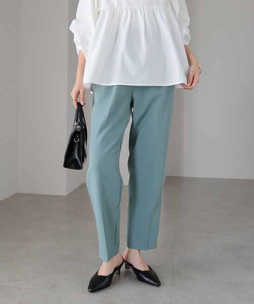 andme スラックス パンツ ストレッチドローストリングテーパード